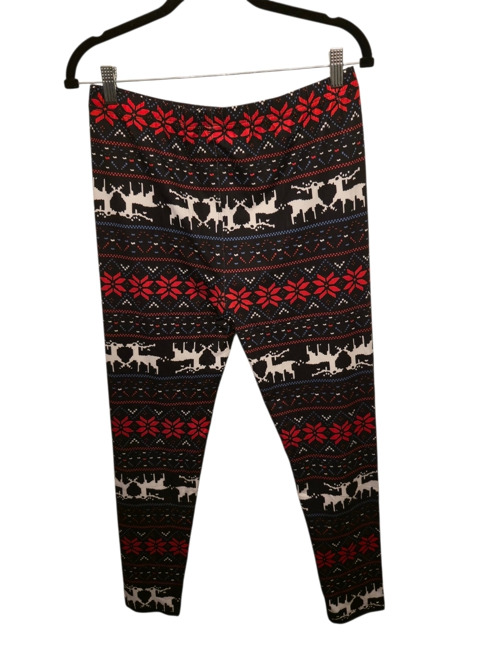 Source Unknown Black Red White Holiday Reindeer Leggings